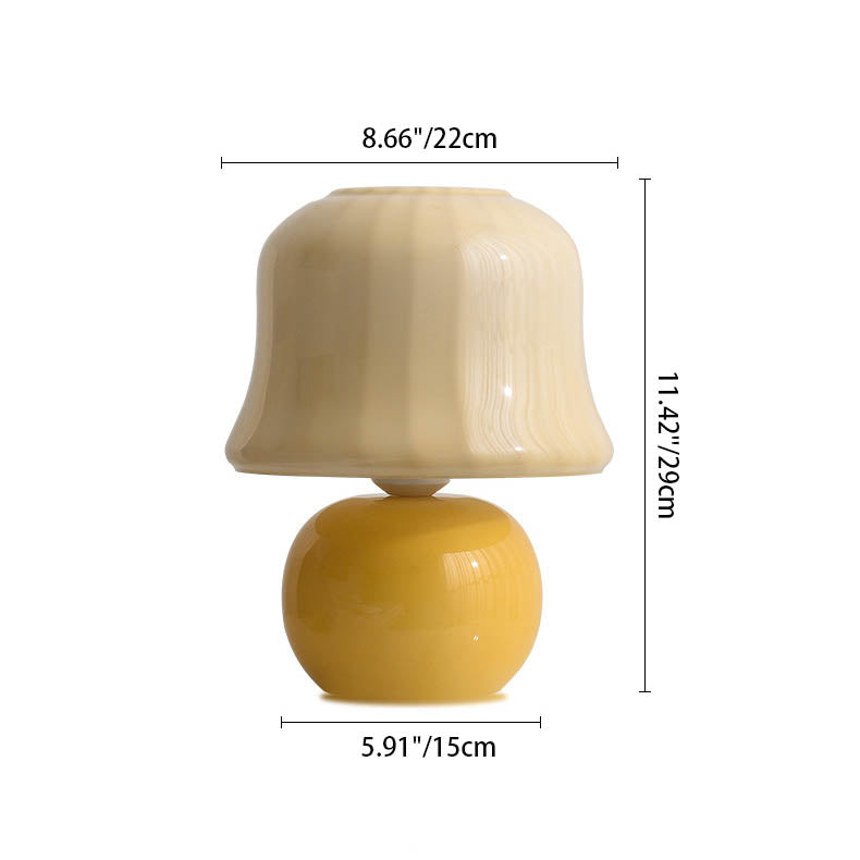 Contemporary Scandinavian Glass Mushroom Shape 1-Light Table Lamp For Study