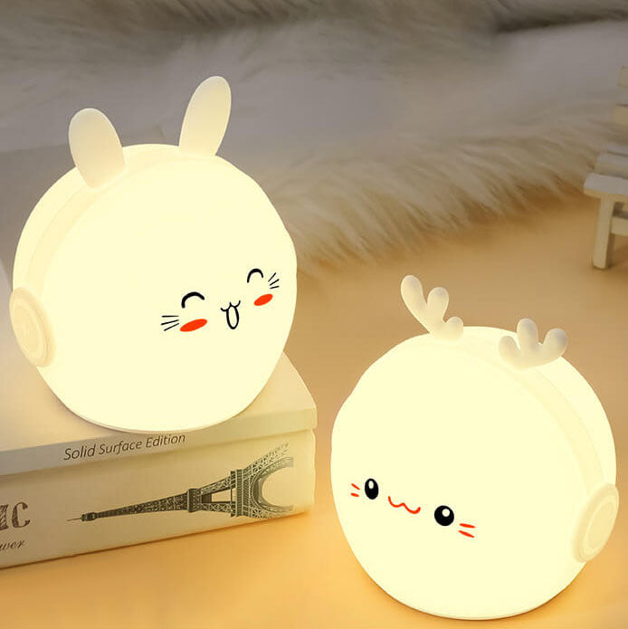 Kreative Cartoon Deer Rabbit Silikon USB LED Nachtlicht Tischlampe