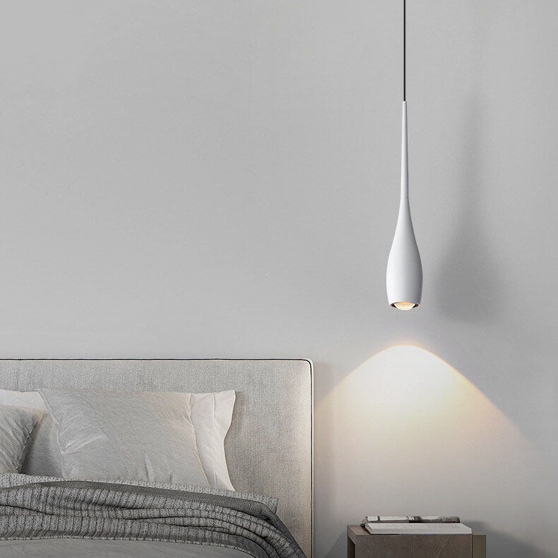 Lampe suspendue LED en aluminium, couleur unie, minimaliste et moderne, noir et blanc, en forme de larme 