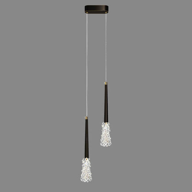 Lustre suspendu moderne en cuivre avec verre transparent conique 1/2 lumière 