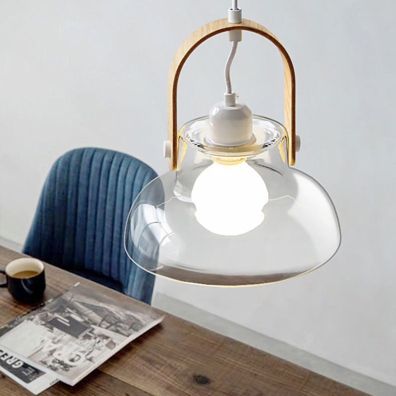 Nordic Minimalist Clear Glass Dome Geometry 1-Light Pendant Light