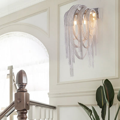 Postmodern Luxury Aluminum Chain Tassel  2-Light Wall Sconce