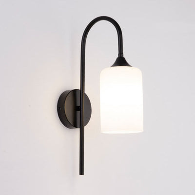 Modern Minimalist Glass Cylindrical Shade Bending Arm 1-Light Wall Sconce Lamp