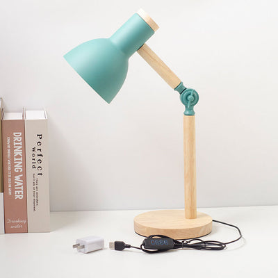 Modern Minimalist Solid Color Rotatable Wood Iron 1-Light Table Lamp