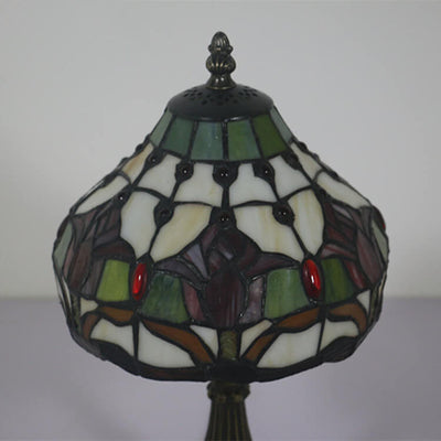 Tiffany Rustic Tulip Stained Glass Cone 1-Light Table Lamp