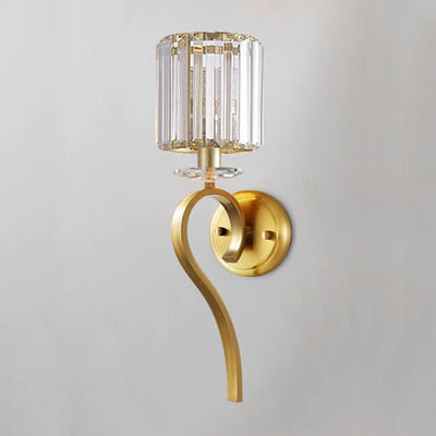 Modern Crystal Shade Full Copper 1-Light Wall Sconce Lamp