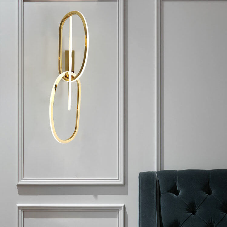 Modern Light Luxury Geometric Circle Design Stainless Steel LED Wall Sconce Lamp