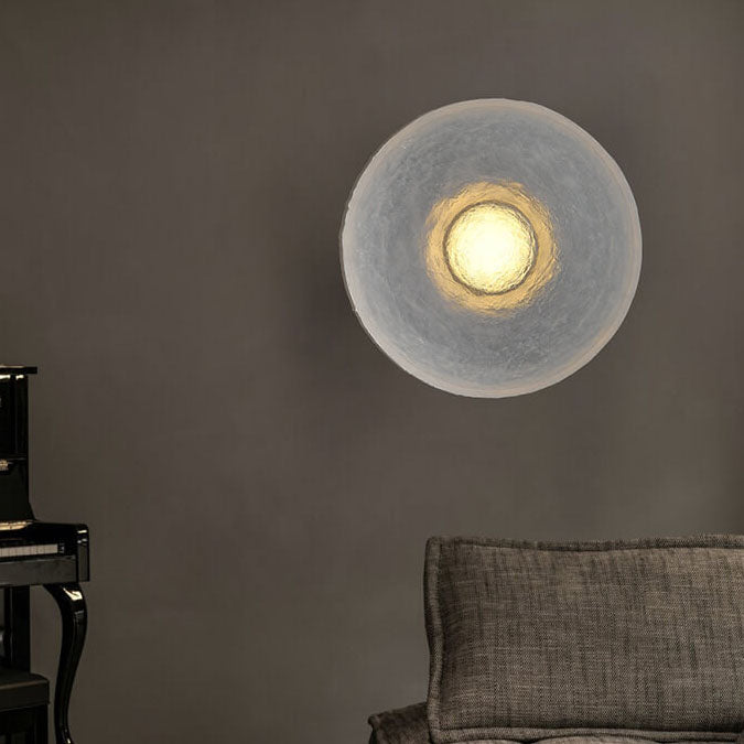 Modern Minimalist Resin Clear Round Disc LED Wall Sconce Lamp