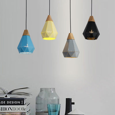 Luminaire suspendu à 1 lumière en fer de couleur unie macaron à géométrie nordique 