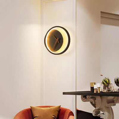 Nordic Creative Clock Round LED Wall Sconce Lamp