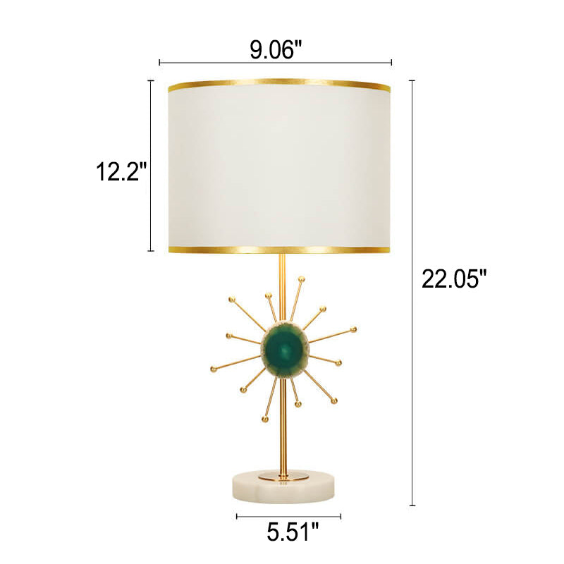 European Light Luxury Fabric Agate Base 1-Light Table Lamp