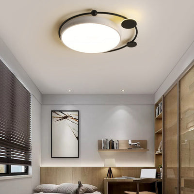 Modern Luxury Iron Circle Ring Acrylic Shade LED Flush Mount Ceiling Light For Living Room