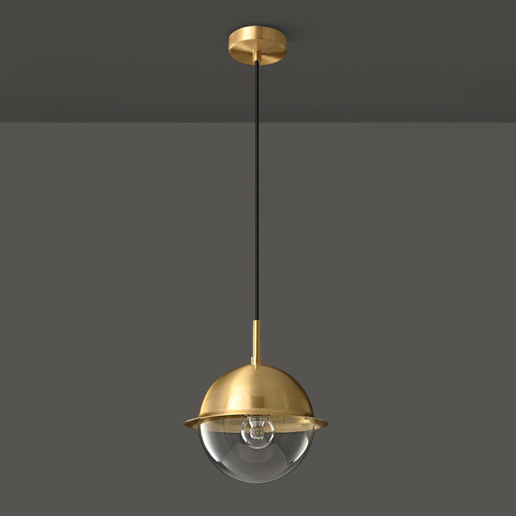 Nordic Light Luxury Round Ball All Brass Glass 1-Light Pendant Light