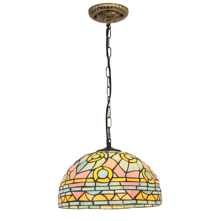 European Retro Tiffany Colorful 1-Light Pendant Light