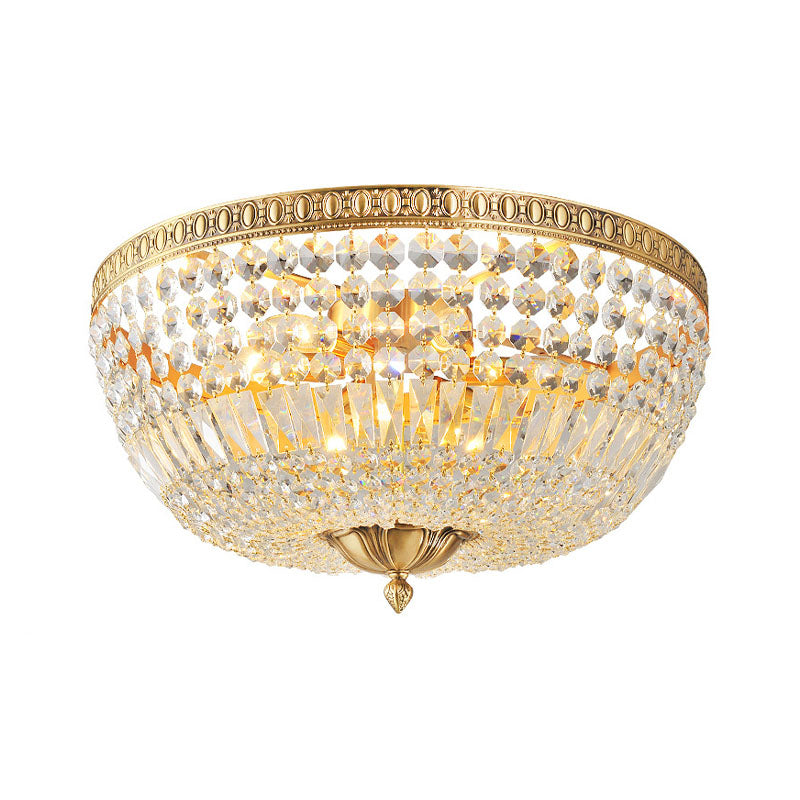 French Vintage Crystal Round 3/5/9 Light Flush Mount Ceiling Light