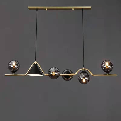 Modern Minimalist Round Ball Glass 6-Light Island Light Chandelier