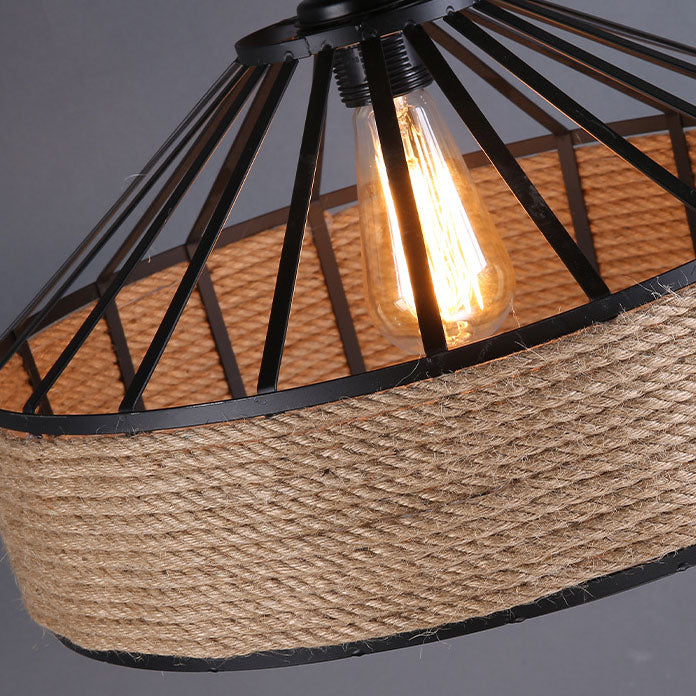 Modern Industrial Iron Twine 1-Light Pendant Light