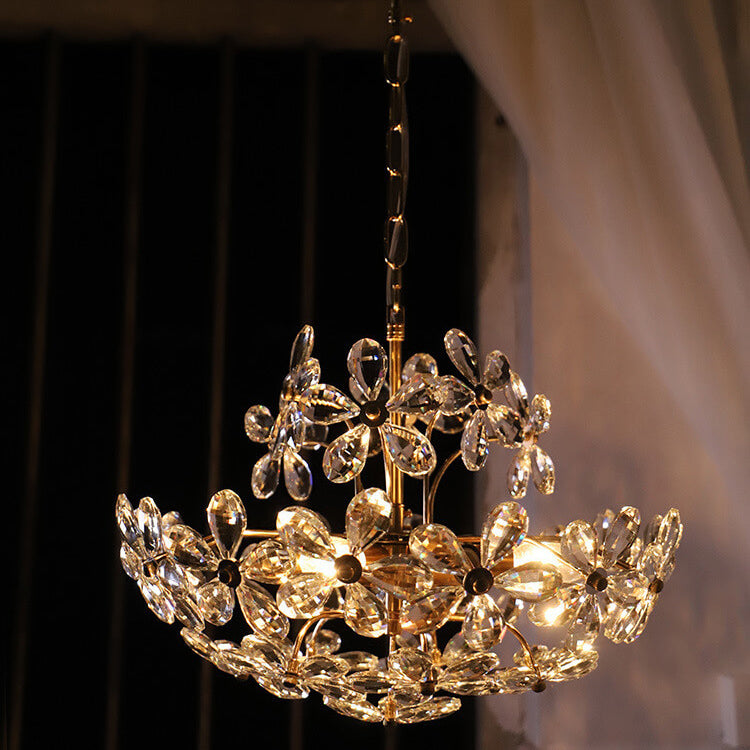 French Luxury Crystal Flower 6/8 Light Chandelier