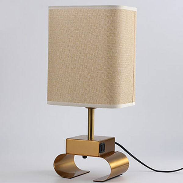 Modern Simple Fabric Square Dual USB Touch 1-Light Table Lamp