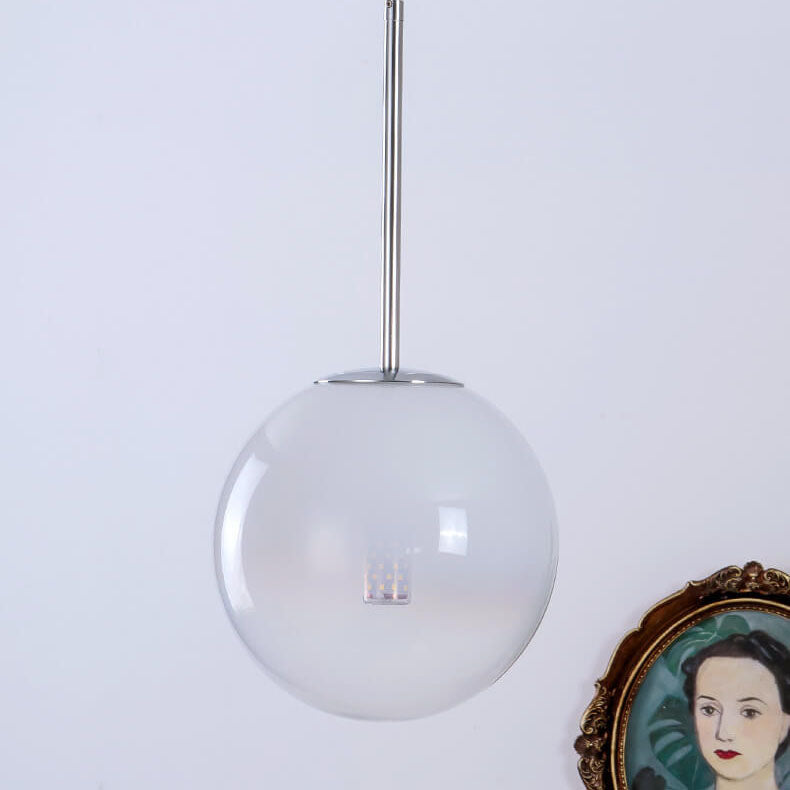 Nordic Vintage Gradient Glass Orb Chrome Ring 1-Light Pendant Light