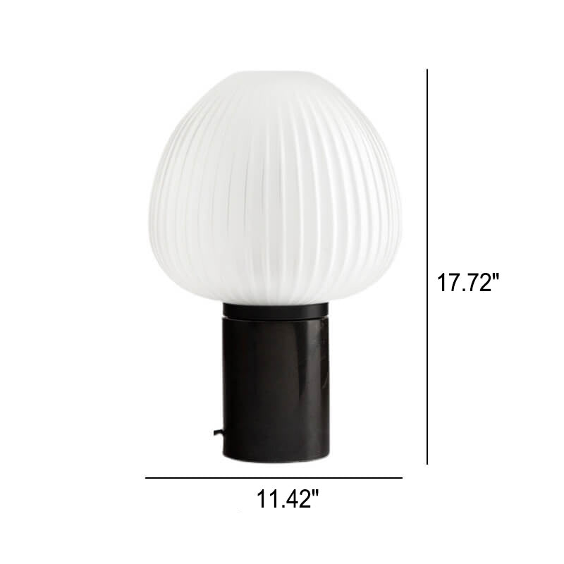 Lampe de table artistique moderne et minimaliste à 1 lumière en verre rayé blanc 