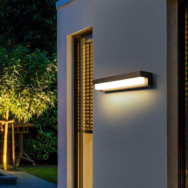 Solar Outdoor Rectangular Flat Panel Body Sensor Light Waterproof Patio LED Wall Sconce Lamp