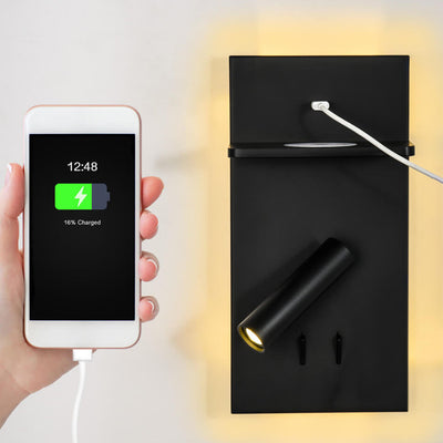 Modernes einfaches quadratisches Haus Lichtkopf USB Wireless Charging LED Wandleuchte Lampe