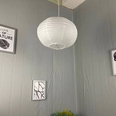 Minimalist Handmade Paper Round Lantern 1-Light Pendant Light