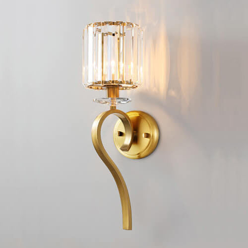 Modern Crystal Shade Full Copper 1-Light Wall Sconce Lamp