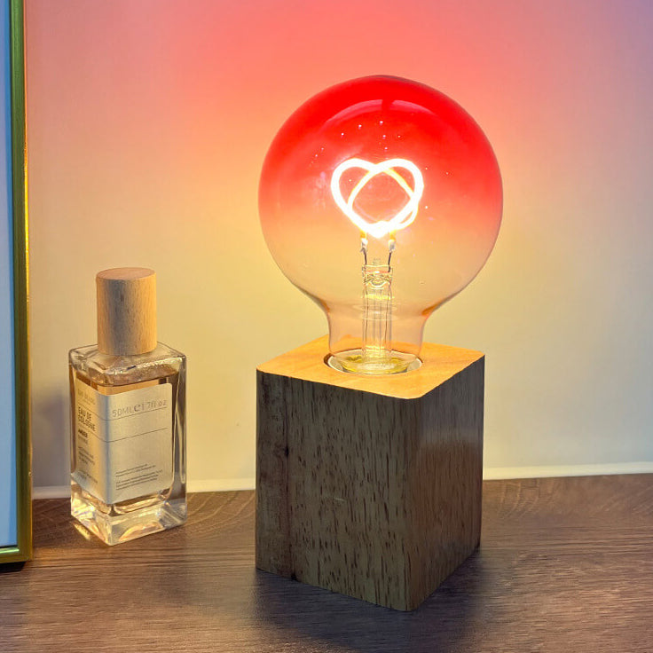 Vintage Bulb Wood Base Ambient Night Light LED Decorative Table Lamp
