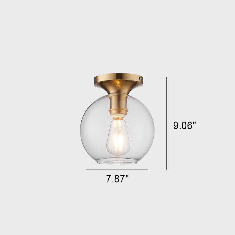 Modern Simple Clear Glass Orb 1-Light Semi-Flush Mount Ceiling Light