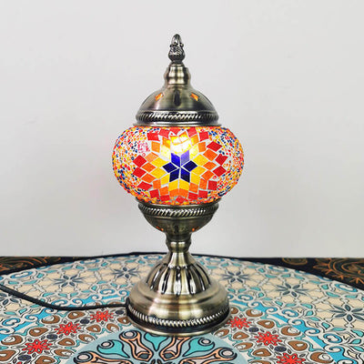 Vintage Turkish Stained Glass Globe Shade 1-Light Table Lamp