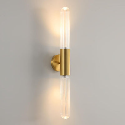 Modern Light Luxury Long Gold Clear Copper Glass 1-Light Wall Sconce Lamp