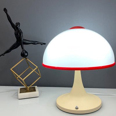 Moderne 1-flammige Tischlampe aus cremefarbenem Pilzmetall 