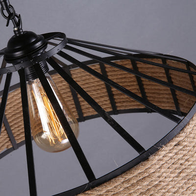 Modern Industrial Iron Twine 1-Light Pendant Light