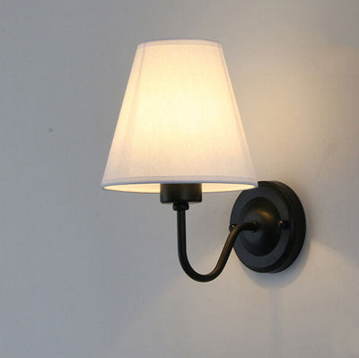 Modern Fabric Bell Shade Bend Arm 1-Light Wall Sconce Lamp