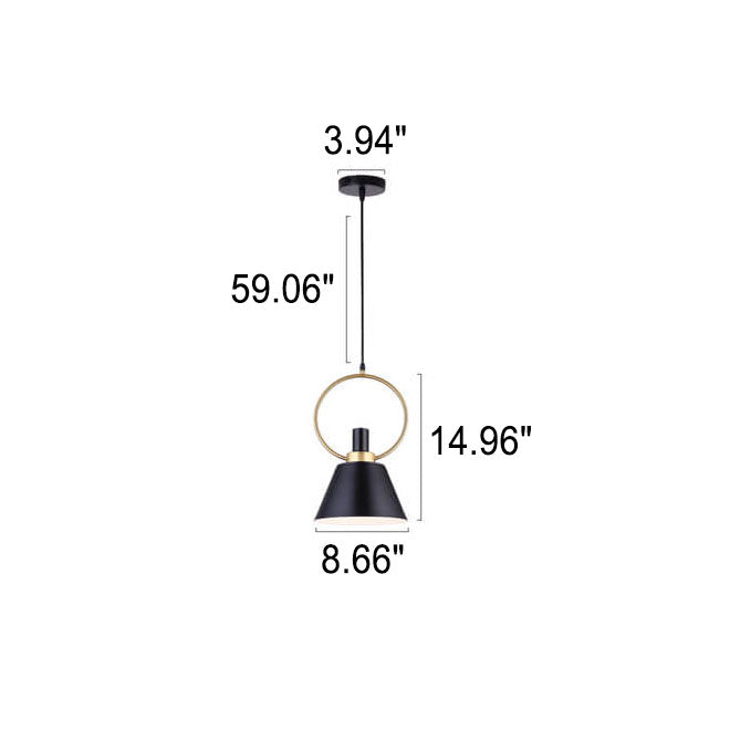 Luminaire suspendu moderne et minimaliste à 1 lumière en aluminium et fer circulaire 