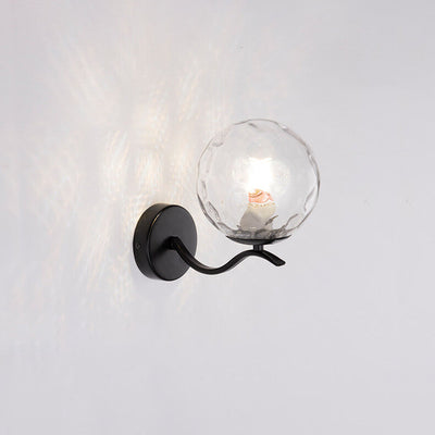 Luxury Iron Bracket Spherical Glass Lampshade 1-Light Wall Sconce Lamp