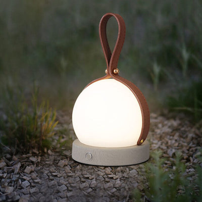 Simple Spherical Faux Leather Portable LED USB Night Light Table Lamp