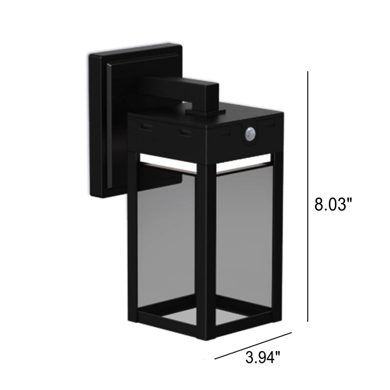 Solar Outdoor Modern Square Cage Body Sensor LED Wall Sconce Lamp