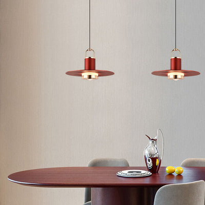 Modern Minimalist Disc Cylindrical Liftable Aluminum LED Pendant Light