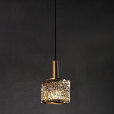 Modern Light Luxury Square Copper Glass 1-Light Pendant Light