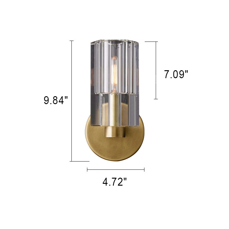 Modern Light Luxury Crystal Cylindrical Brass 1-Light Wall Sconce Lamp