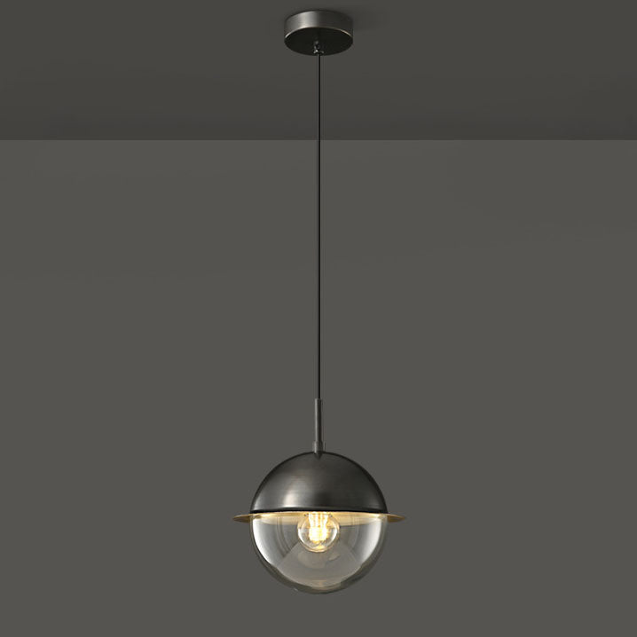 Nordic Light Luxury Round Ball All Brass Glass 1-Light Pendant Light