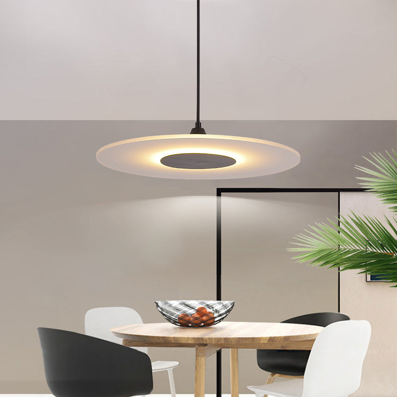 Modern Minimalist Acrylic Disc Shade Iron LED Pendant Light For Living Room