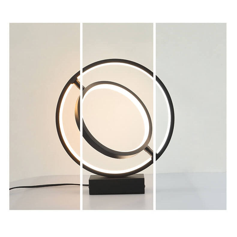 Moderne, minimalistische LED-Tischlampe mit Kreisringdimmer 