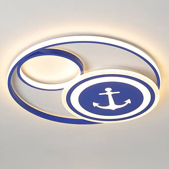 Plafonnier encastré à LED nautique avec gouvernail créatif de dessin animé 