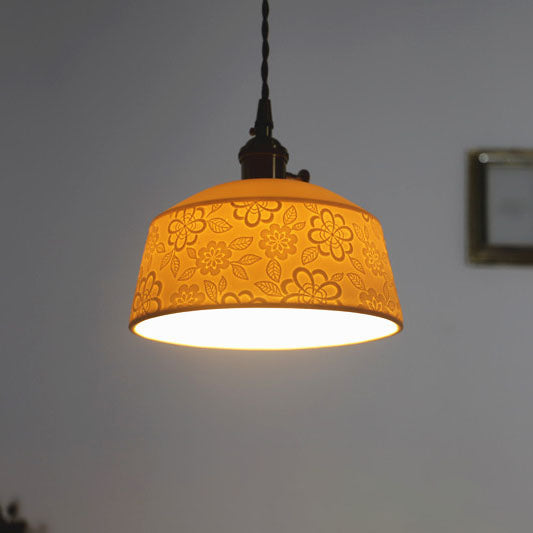 Modern Vintage Brass Ceramic 1-Light Pendant Light