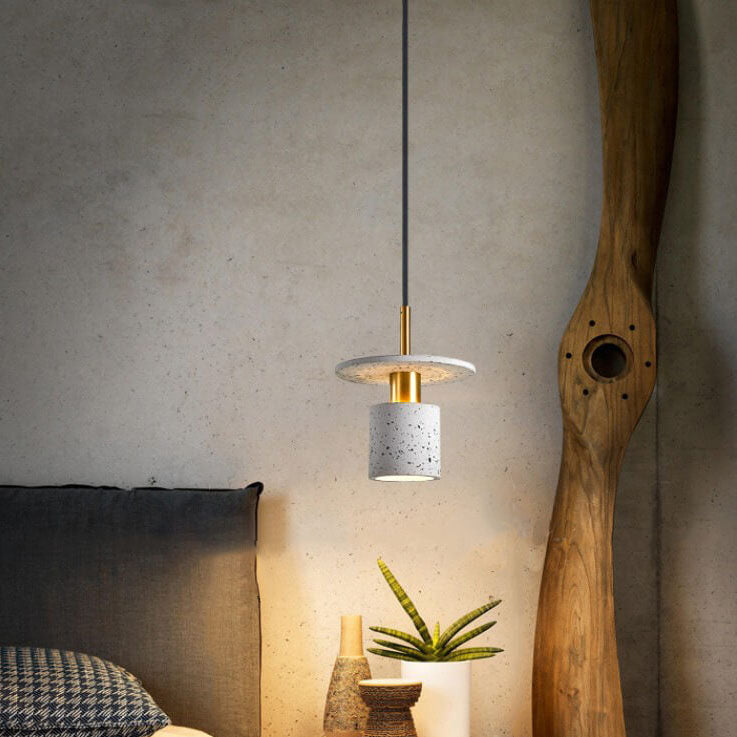 Industrial Minimalist Cement Cylinder Round 1-Light Pendant Light