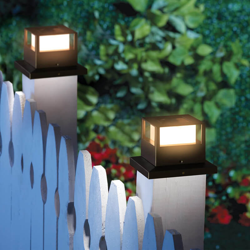 Lampe frontale à colonne murale étanche à LED solaire moderne, lumière extérieure 